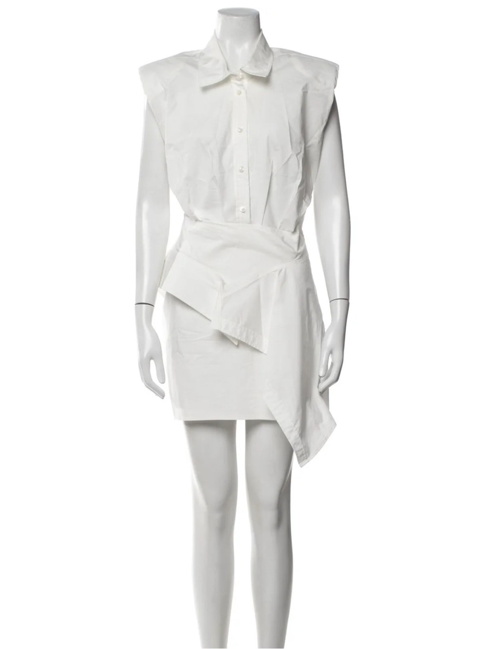 Aje White Asymmetric Mini Shirt Dress